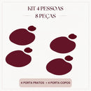 Kit Mesa Posta Natalina Orgânico Bordô - Porta prato + Porta copo