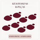 Kit Mesa Posta Natalina Orgânico Bordô - Porta prato + Porta copo